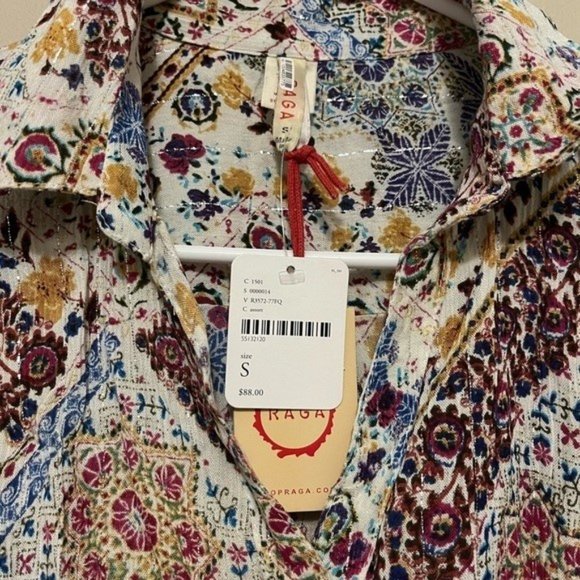 RAGA x Free People Abstract Romina Collared V Neck NWT - Picture 2 of 5